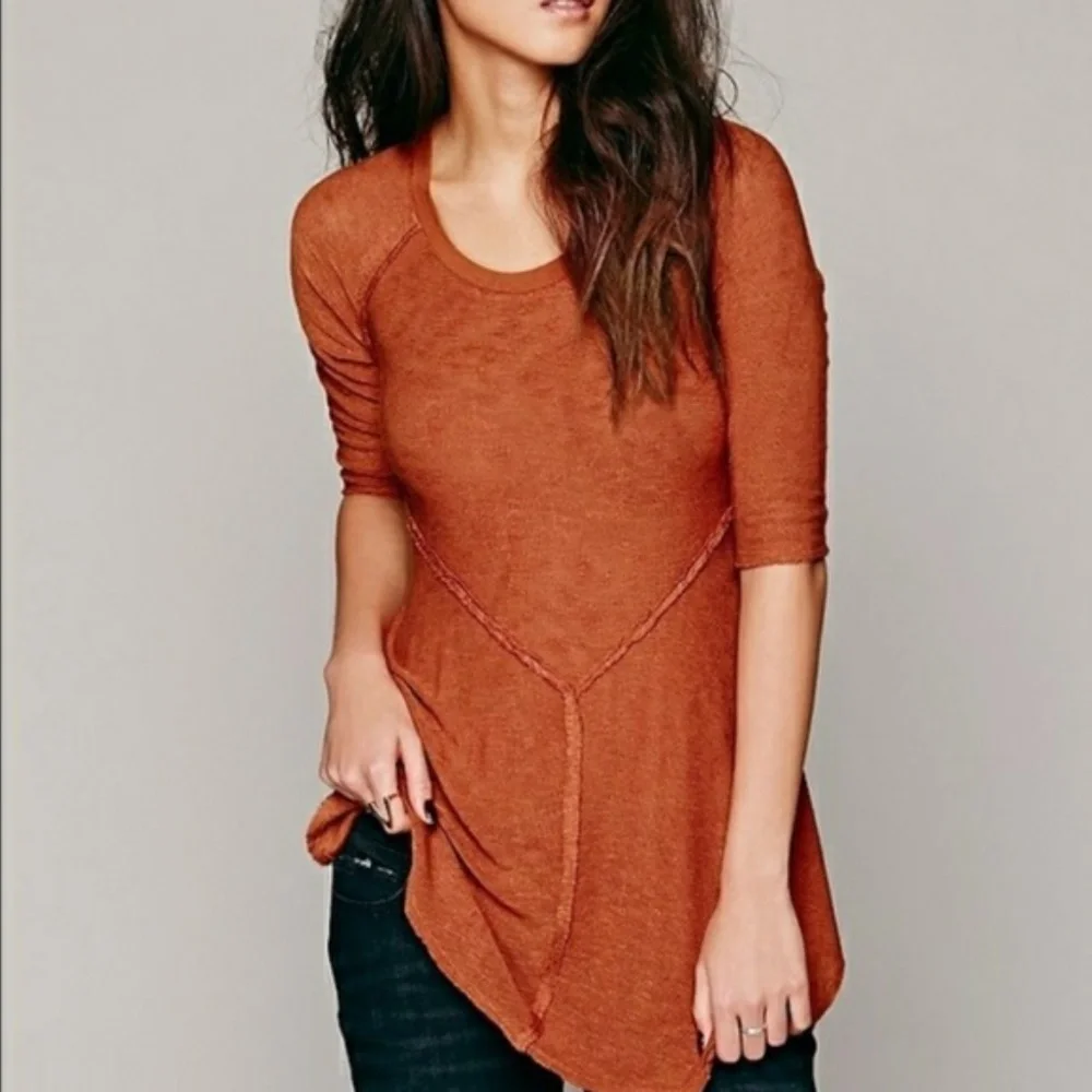 Free People Intimately Weekend Layer Top Tunic in Burnt Orange